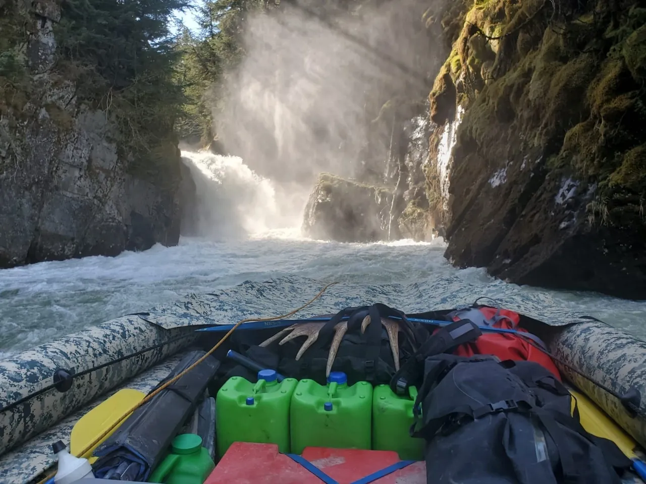 A boat with water coming out of it